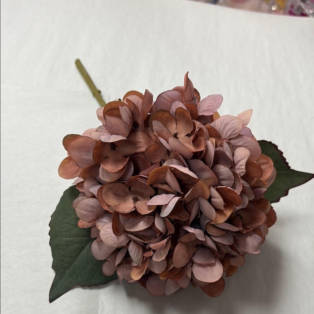 Elegant Brown Faux Hydrangea Stem
